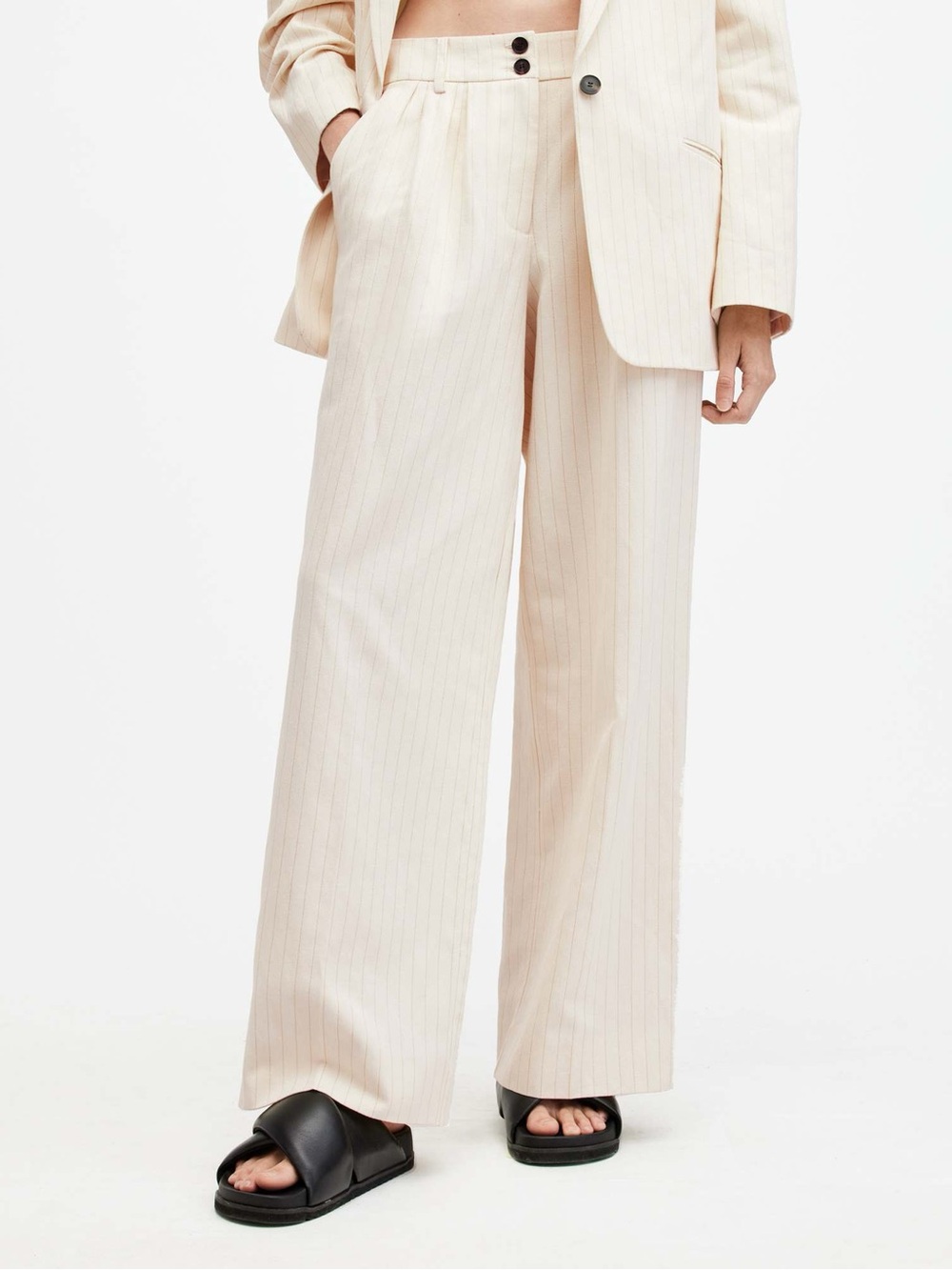 ALLSAINTS Payton Wide Leg Linen Blend Trousers - Picture 8 of 12